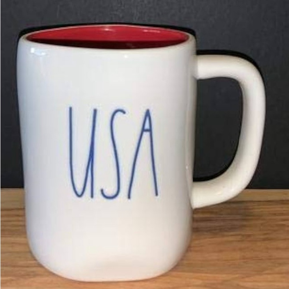 Rae Dunn USA Mug with Red Interior/Blue Font